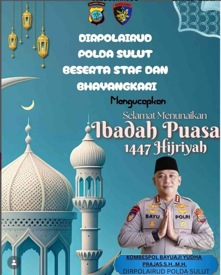 Dirpolairud Polda Sulut Beserta Staf Sampaikan Ucapan Selamat Menunaikan Ibadah Puasa 1447 H, Perkuat Semangat Kebersamaan dan Toleransi